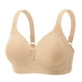 thumbnail image 2 of HVOBTTY Breathable Stretch Bras for Women, Womens Bras No Underwire, Woman's Embroidery Fashion Thin Style Ventilate Front Buckle Bra Without Steel Rim Beige, 46, 2 of 3