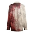 thumbnail image 5 of Mohiass Womens Halloween Bloody Shirts Long Sleeve Cotton Linen Shirts Letter Print Fall Casual Button Down Shirts Light Gray XL, 5 of 5