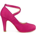 thumbnail image 5 of BLISSFUL STEP Women's Shoes Platform Round Toe Cross Strap Buckle Closure Stiletto Heel  Mary Jane Pumps Hot Pink 9.5, 5 of 6