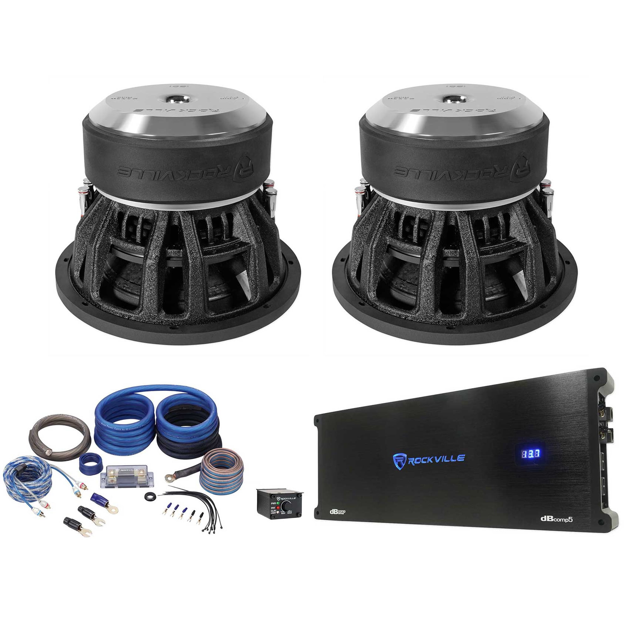 (2) Rockville Destroyer 12D1 12" Competition Car Audio Subwoofers+Mono Amplifier