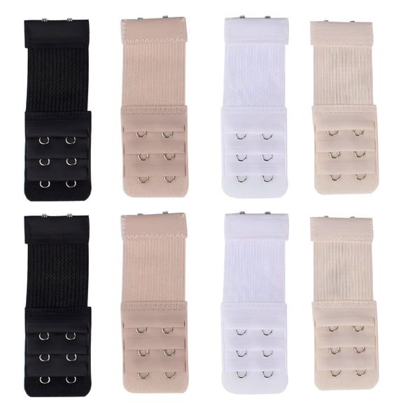 TELOLY 2026 New 8Pcs Women'S Soft Comfortable Elastic Bra Extenders Bra Extension Strap 2 Hook 3 Row Lady’S Bra Extender Bra Band, 3.9