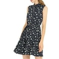 thumbnail image 5 of Allegra K Women's Printed Half Placket Sleeveless Belted Dress, 5 of 7