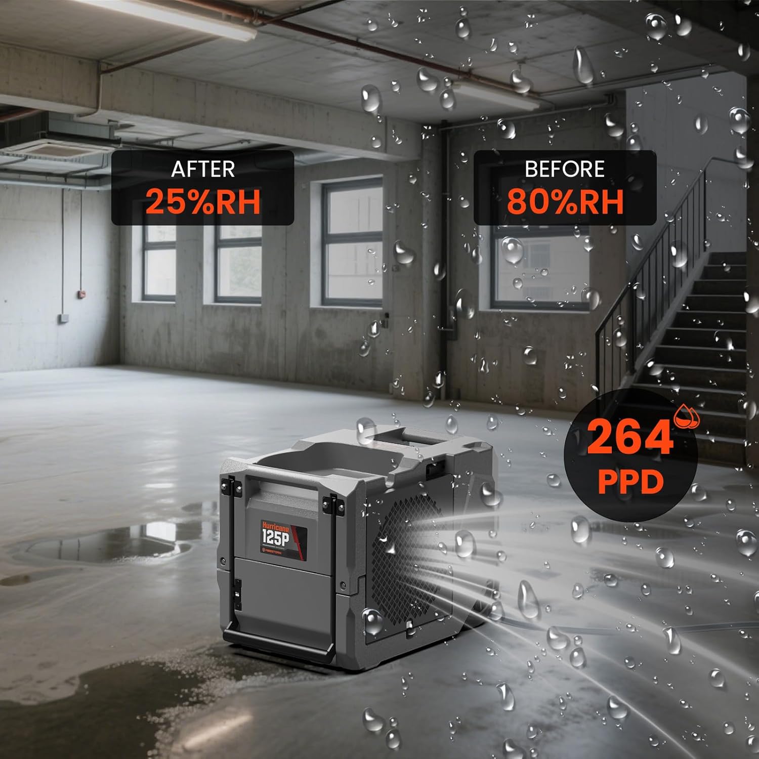 Abestorm 264 PPD Commercial Dehumidifiers with Pump and Drain Hose, Up to 3,000 Sq.Ft,Portable Industrial Dehumidifiers for Large Space, Basement, Home and Garage, Auto Defrosting