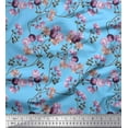 thumbnail image 1 of Soimoi Satin Silk Fabric Leaves & Peony Floral Printed Fabric 1 Yard 42 Inch Wide, 1 of 3