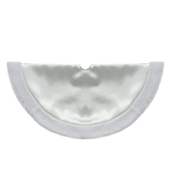 Northlight Mini Satin Christmas Tree Skirt with Faux Fur - 20" - White