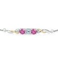 thumbnail image 2 of 925 Sterling Silver and 10K Yellow Gold Topaz Pink Created Sapphire and White Lab Grown Diamond Tennis Bracelet for Women (1.82 Cttw, Gemstone November Birthstone, Fully Adjustable up to 9 inch), 2 of 4
