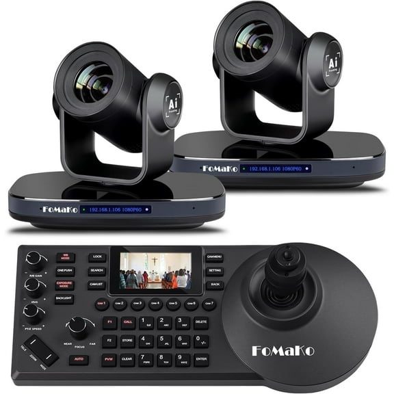 FoMaKo PTZ Camera HDMI 1080P60 AI Auto-Tracking 30X Camera Bundle （K30 x2 KC608）