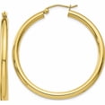 thumbnail image 1 of 10K Yellow Gold Polished 3mm Tube Hoop Earrings (35 X 41.12) Made In Peru 10t941, 1 of 5