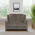 thumbnail image 4 of Lexicon Jarita Microfiber Fabric Double Reclining Loveseat in Chocolate, 4 of 5