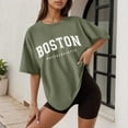 thumbnail image 2 of HXWCHs Women Solid Color T Shirts Women's Casual Graphic Print Round Neck Loose Fit Short Sleeve Tee top for Everyday Comfort XXL Army Green, 2 of 4