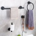 thumbnail image 4 of Hyasfey Towel Bar Storage Rack Bathroom Hardware Set Polished Surface Easy to Clean Fingerprint-Resistant Wall Mounted Towel Robe Holder, 4 of 8