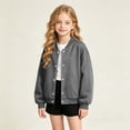 thumbnail image 3 of YUANxueke Boys Girls Fleece Lined Varsity Jackets Fashion Button Down Warm Baseball Jackets with Pockets,Gray,8-9 Years, 3 of 5