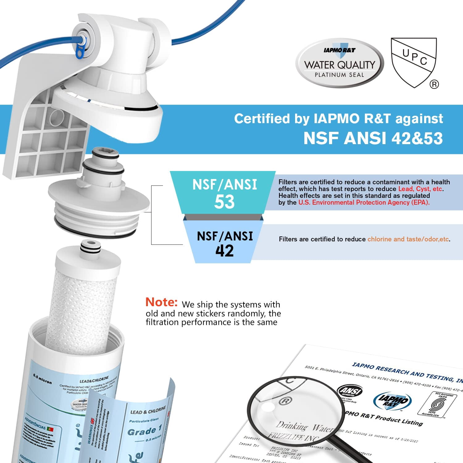 Under Sink Water Filter-NSF/ANSI 53&42 Certified Drinking Water Filtration System-0.5 Micron Removes Lead, Chlorine,Bad Taste & Odor, W/Dedicated Faucet