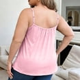 thumbnail image 5 of Plus Size Women V Neck Spaghetti Strap Tops Trendy Ruched Casual Tops Comfortable Soft Loose Fit Summer Tees with Built-in Bra Pink XXL, 5 of 5