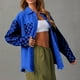 thumbnail image 3 of Chaqueta con botones Chaqueta de manga larga Abrigos al aire libre de moda para mujer Kuymtek Azul T L para Mujer, 3 of 8