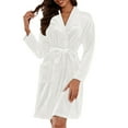 thumbnail image 5 of Womens Long Plush Robe Cozy Soft Bathrobe Shawl Collar Spa Style House Coat, 5 of 7