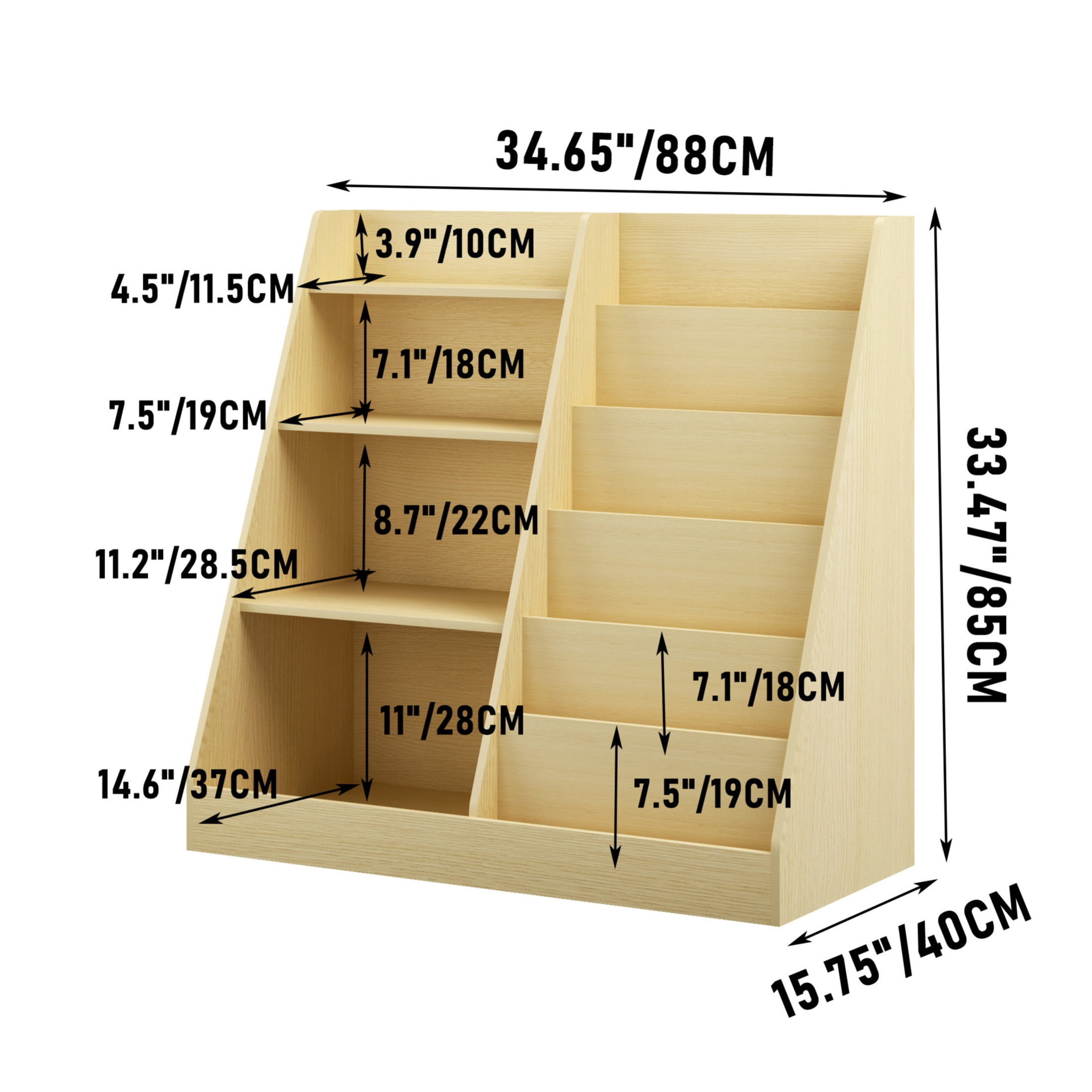Noble House Kids Bookshelf and Toy Storage Organizer, 4-Tier Wooden Bookcase for Nursery, Playroom, Natural