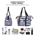 thumbnail image 3 of HAWEE Expandable Duffel Bag for Women with Trolley Sleeve and Wet Pocket Water Repellent Weekender Travel Tote Large Capacity Carry On Overnight Luggage for Gym/ Trip/ Camping/ Beach, Flamingo Stripe, 3 of 7