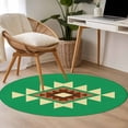 thumbnail image 5 of 4ft Washable Round Rug, Triangle Combination Pattern Non-Slip Circle Area Rug for Living Room Bedroom, Yellow Brown Green Retro Decor Indoor Floor Mat for Home Decor, 5 of 9