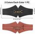 thumbnail image 2 of 1set 2pcs 2 colors PU Leather Wide Elastic Corset Belts for Women Girl Mixed color 25-7/8 inch(65.6cm) 1pc/color, 2 of 7