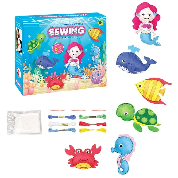 DIY Knitting Craft Kit for Kids Ages 6-12 Sewing Toy Set Fine Motor Skills Activity Art Project Stuffed Animal Making Birthday Idea