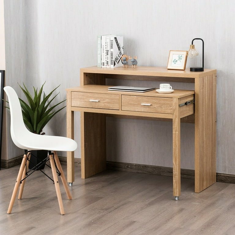 Free Shipping! Gymax Extendable Writing Desk with Storage Drawers