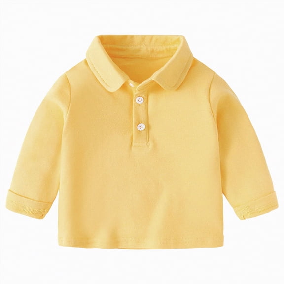 NIEWTR Toddler Boys Lightweight Athletic Pullover Long Sleeve Polo for Running Playground and Outdoor Activities(A01-Yellow,12-18 Months)