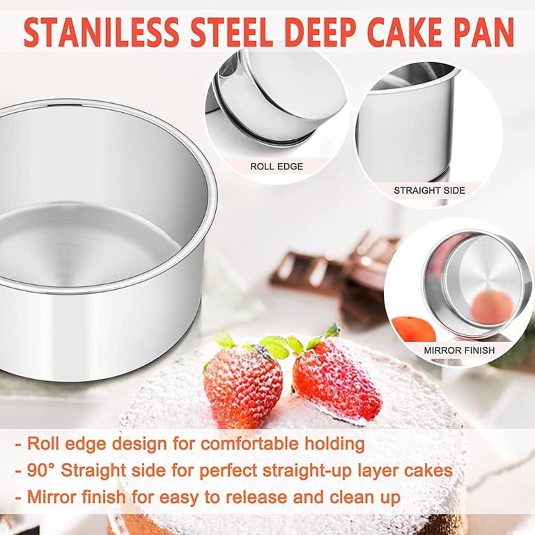 Walchoice 3-Piece Stainless Steel Round Cake Pan Set photo 4