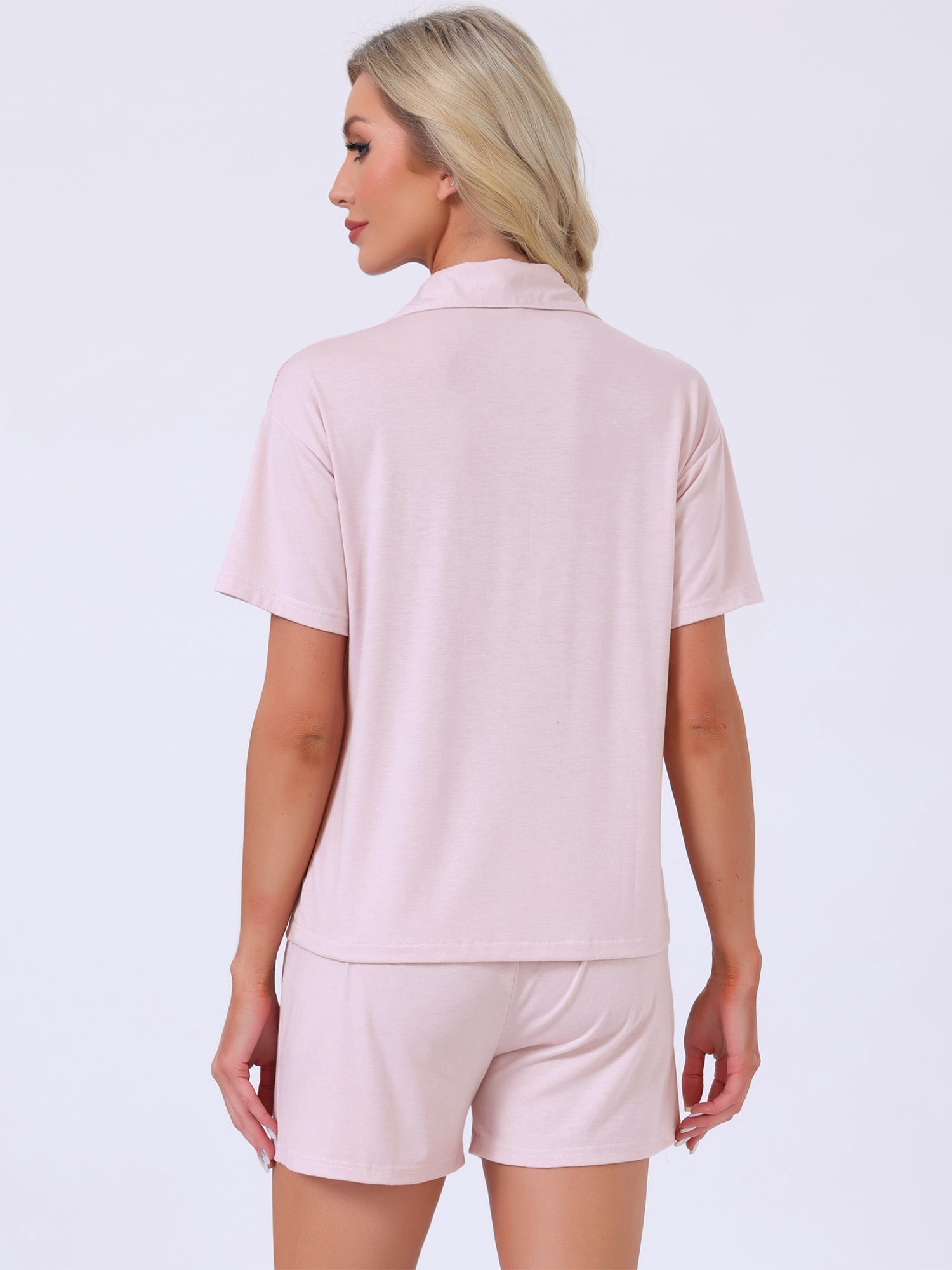 DARING DIVA Women's Solid Pajama Sets Short Sleeves Cute Soft Elastic L Light Purple