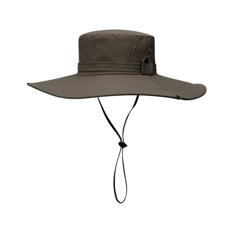 D-groee Sun Hats for Men Wide Brim Hat Beach Fishing Outdoor Summer Safari Boonie Hat Sun Protection, Men's, Size: One size, Brown