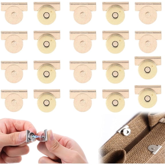 10 Pairs Magnetic Snaps for Fabric,Snap Buttons Metal Seamless Magnetic Buckle Clasp for Bags,Clothing,DIY Crafts, No-Sewing Clip Closures Purse Clasps,Heavy Duty Metal Snap Fasteners(Golden)