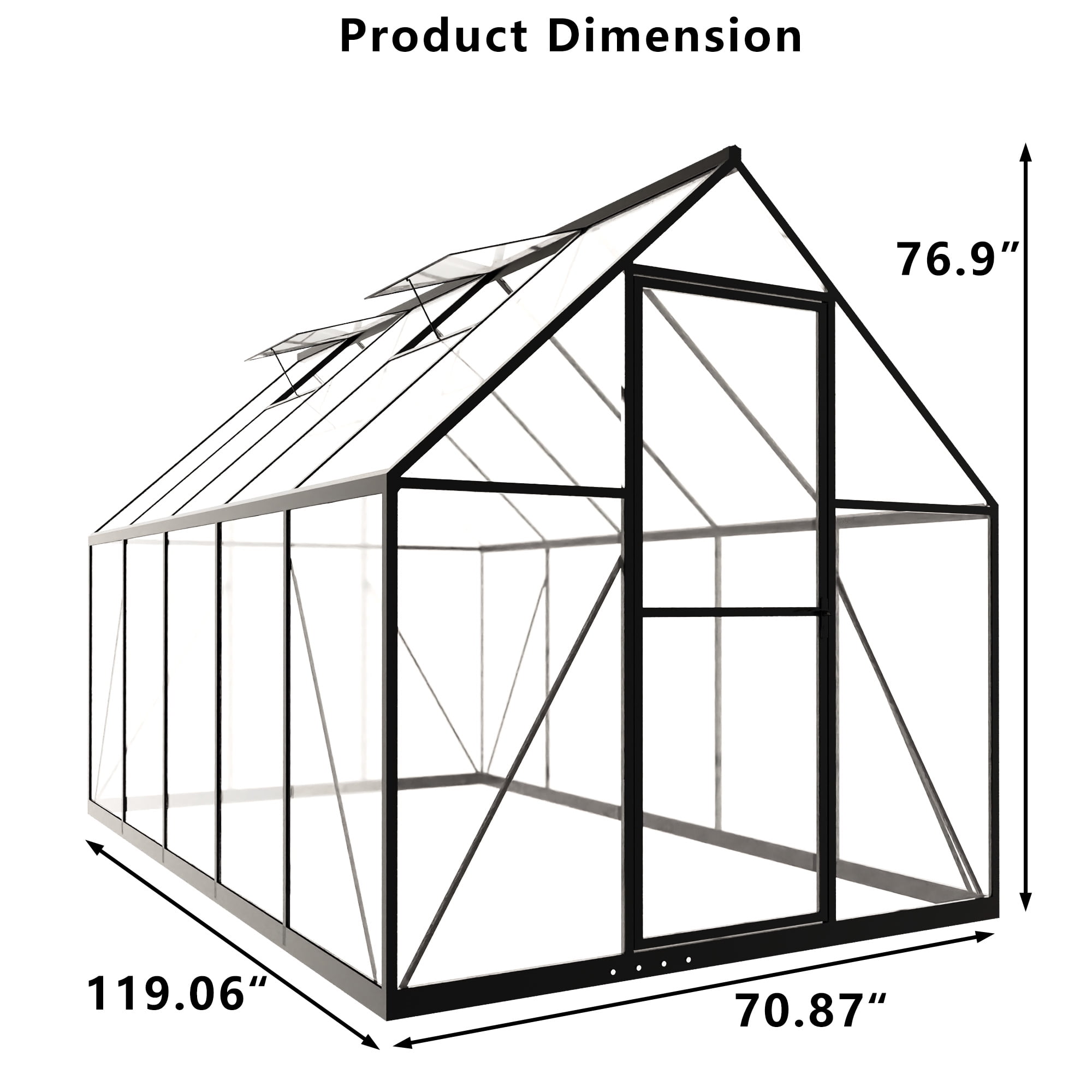 6 x 10 FT Polycarbonate Greenhouse for Outdoors, Heavy Duty Walk-in Greenhouse with Roof Air Vent, Aluminum Outdoor Greenhouse Kit, Winter Green House for Outside Garden Backyard