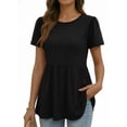 thumbnail image 2 of MOYIKO Womens T Shirts Short Sleeve Summer Tops Babydoll Puff Peplum Round Neck Tunic Dressy Casual, 2 of 7