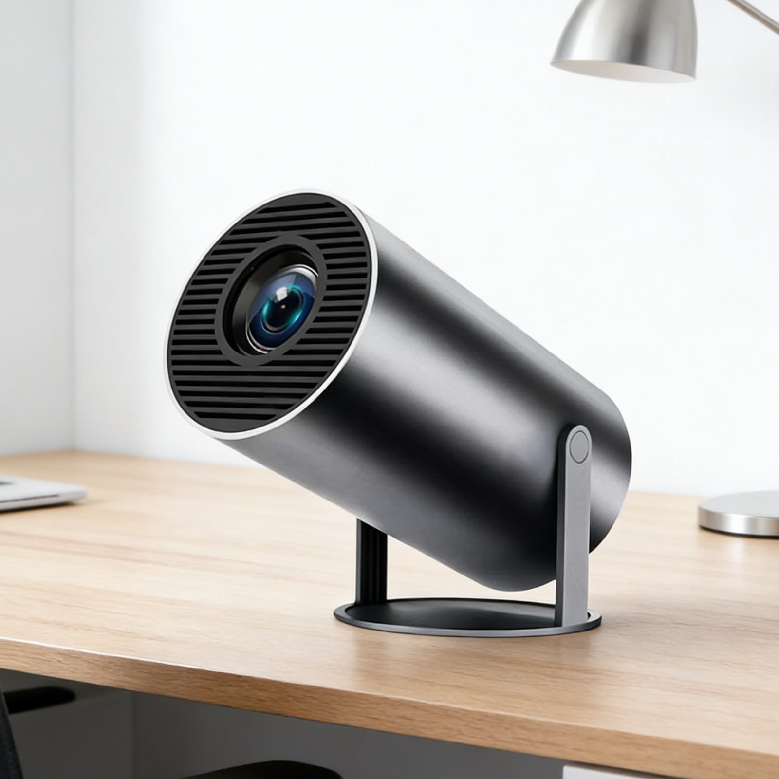 Mini Projector Smart 4K Projector 180° Rotation, Projector for Outdoor Movie, Black