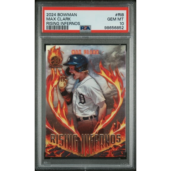 Graded 2024 Topps Bowman Max Clark #RI8 Rising Infernos Rookie RC Baseball Card PSA 10 Gem Mint