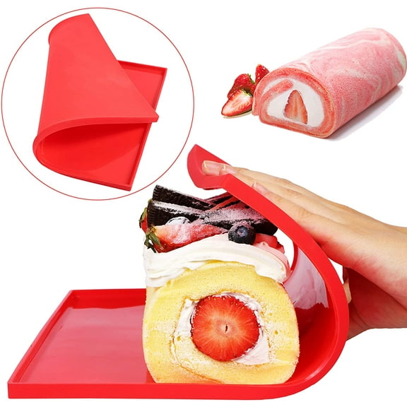 Yirtree Roll Cake Mat Pad Baking Mold Pastry Tools Silicone Nonstick Baking Rug Mat Silicone Mould Flexible Soft Silicone Roll Mold Pastry Cake Cookie Baking Sheet Pad