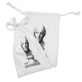 thumbnail image 2 of Antique Fabric Pouch Set of 2, Engraved Style Illustration of Art Themed Woman Head Classic, Small Drawstring Bag for Toiletries Masks and Favors, 9" x 6", Charcoal Grey and White, by Ambesonne, 2 of 2