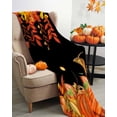 thumbnail image 3 of Fall Pumpkin Thanksgiving Fall Leaves Retro Black Flannel Blanket for Bed,Travel and Camping, Super Soft Cozy Blanket for All Seasons 40"x60", 3 of 6
