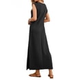 thumbnail image 4 of Fantaslook Womens Maxi Dress Round Neck Sleeveless Sundress Loose Split Wrinkle-Free Summer Long Dresses with Pockets, 4 of 8