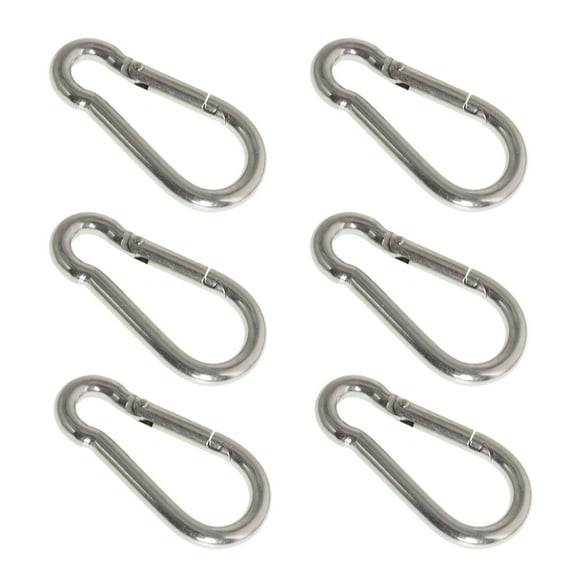 HOSTIC 440lbs Stainless Steel 304 Spring Snap Hook Carabiner Clips, 6 Count