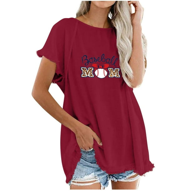 Blusa de manga corta con estampado regular de flecos y cuello redondo de algodón y cáñamo para mujer OAVQHLG3B Store lin121212