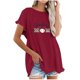 thumbnail image 1 of Blusa de manga corta con estampado regular de flecos y cuello redondo de algodón y cáñamo para mujer OAVQHLG3B Store  lin121212, 1 of 5