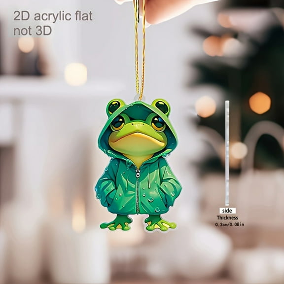 Opvise Acrylic Frog Pendant Car Decor - Vibrant Colors, Durable Rearview Mirror Ornament, Cute Frog Keychain for Backpack, Auto Interior Accessories, Gift for Car Lovers