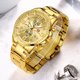 thumbnail image 4 of Reloj dorado con esfera grande para hombre, reloj con luz nocturna, resistente al agua, con tira de acero para hombre, 4 of 5