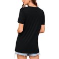 thumbnail image 4 of Tops de Color Sólido para las Mujeres, Botón de Cuello en V de Manga Corta, Top de Moda Casual para las Mujeres, 4 of 9