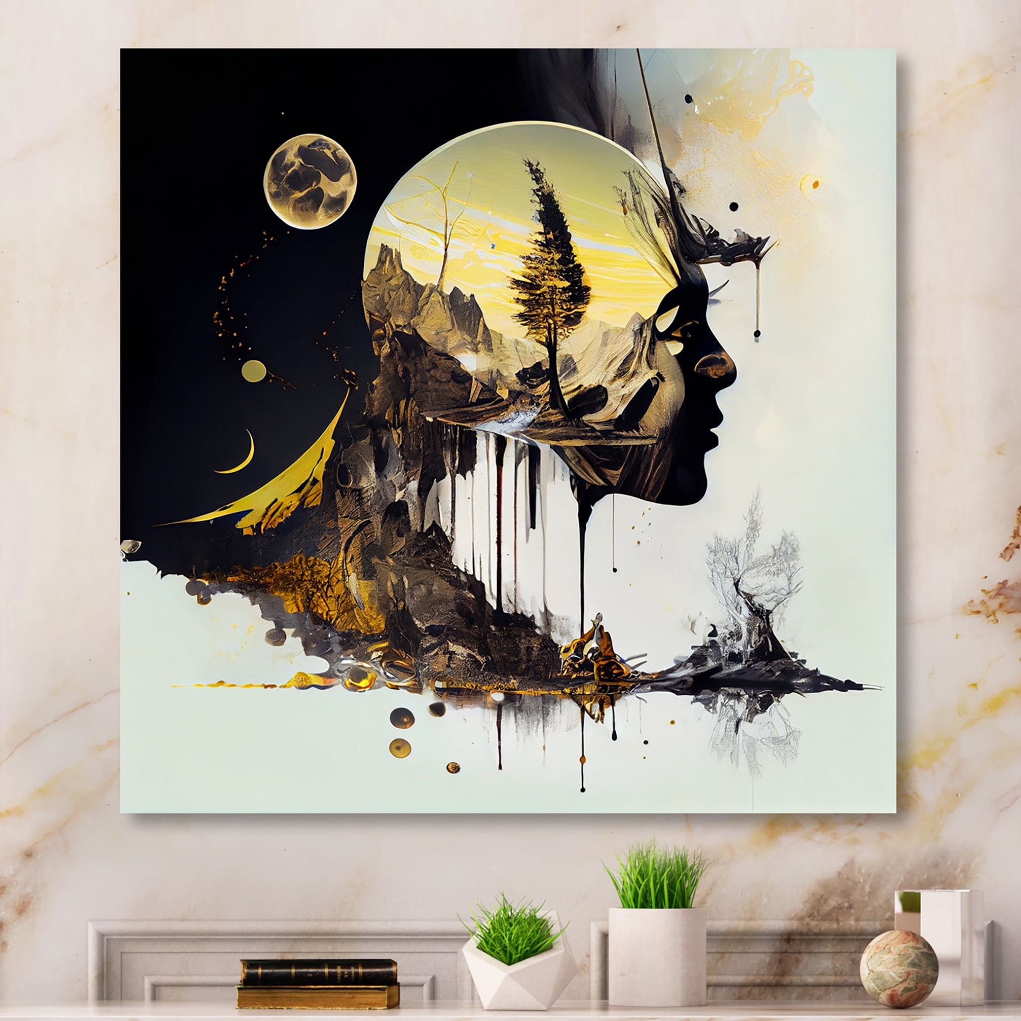 Designart Double Explosure Of Man Dream I Canvas Wall Art
