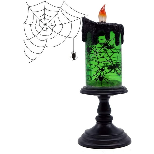 Dromance Halloween Flameless Candle Snow Globe Battery Operated Spinning Water Lighted Tornado Lamp Snow Globe Halloween Spooky Led Candlesticks Decoration 10 Spiders Decal Walmart Com Walmart Com