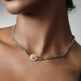 thumbnail image 5 of Gem Stone King 14K Gold Plated Yellow Citrine and Moissanite Cuban Curb Link Chain Pendant Necklace for Women  (1.17 cttw, Cushion 6MM, 16 inch Chain + 2 inch Extender), 5 of 6