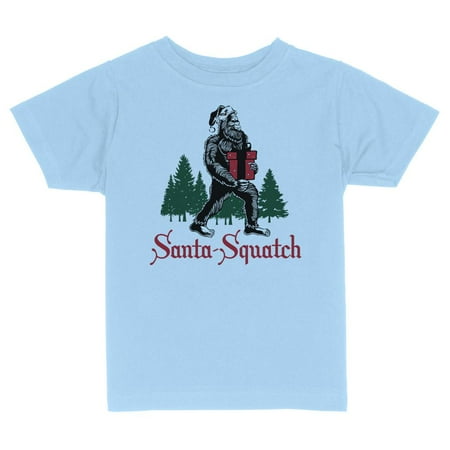 

TeesAndTankYou Santa-squatch Christmas Toddler Kids T-Shirt 5T Light Blue