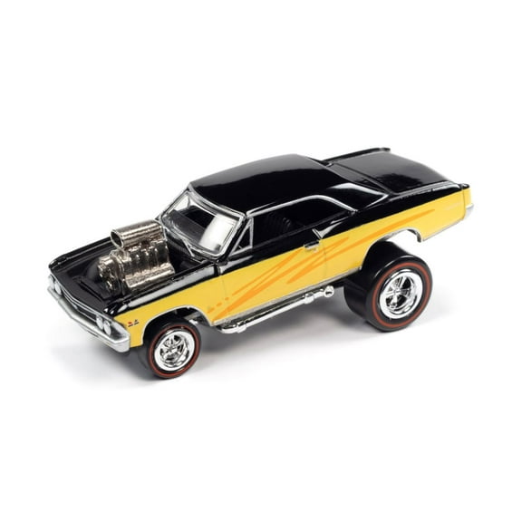 1966 Chevy Chevelle, Black - Johnny Lightning JLSP208/24A - 1/64 scale Diecast Model Toy Car